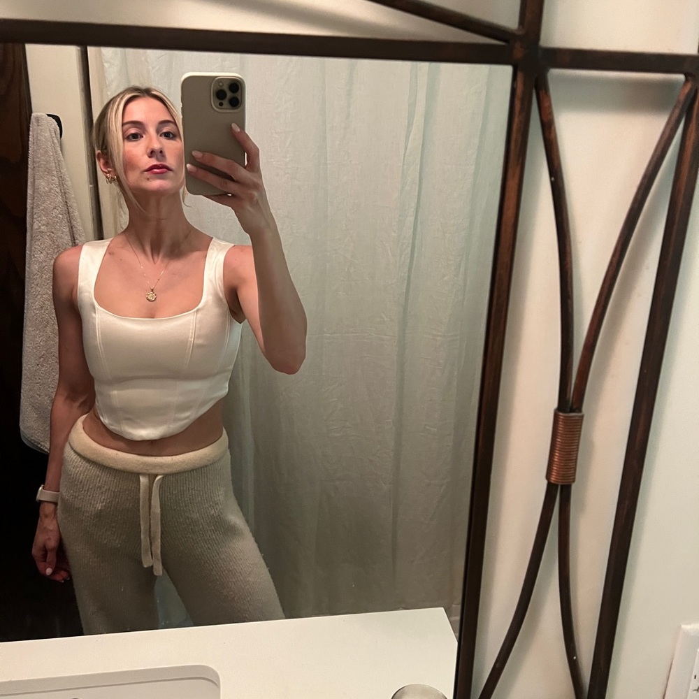 Aritzia White Zipper Corset Bustier Top